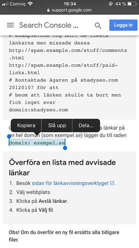 disavow file info sweden